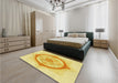 Patterned Yellow Rug in a Bedroom, pat2140yw