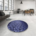 Round Patterned Periwinkle Purple Rug in a Office, pat2141blu