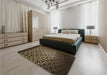 Patterned Copper Brown Rug in a Bedroom, pat2141brn