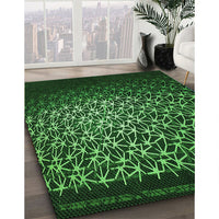 Patterned Dark Forest Green Rug, pat2141grn