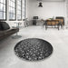 Round Patterned Gray Rug in a Office, pat2141gry