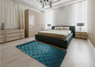 Patterned Deep Teal Green Rug in a Bedroom, pat2141lblu