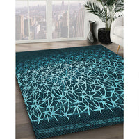 Patterned Deep Teal Green Rug, pat2141lblu