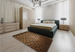 Patterned Black Brown Rug in a Bedroom, pat2141org