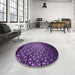 Round Patterned Dark Purple Rug in a Office, pat2141pur