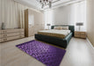 Patterned Dark Purple Rug in a Bedroom, pat2141pur