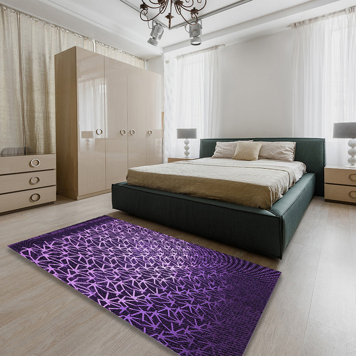 Patterned Dark Purple Rug in a Bedroom, pat2141pur