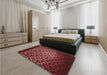 Patterned Red Rug in a Bedroom, pat2141rd