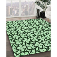 Patterned Deep Emerald Green Rug, pat2142grn