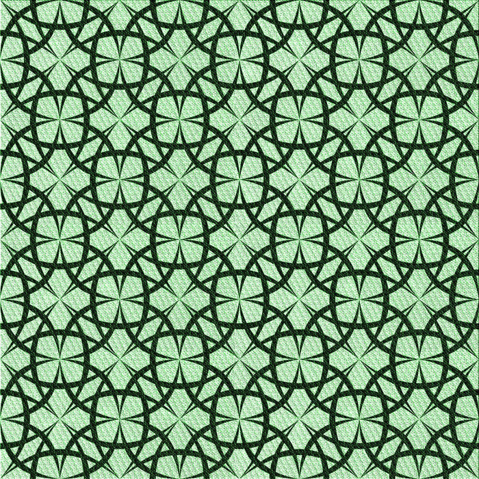 Round Patterned Deep Emerald Green Rug, pat2142grn