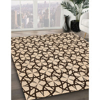 Patterned Deep Peach Orange Rug, pat2142org