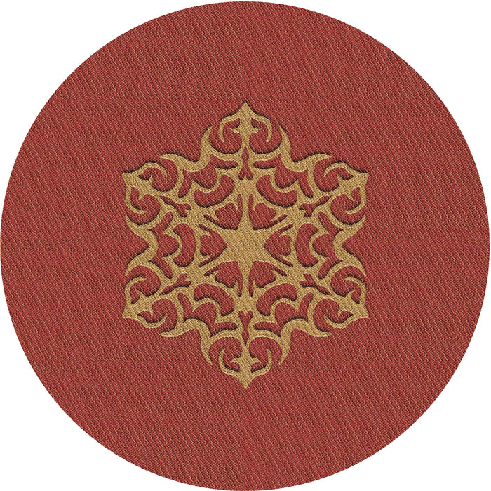 Square Patterned Red Rug, pat2143brn