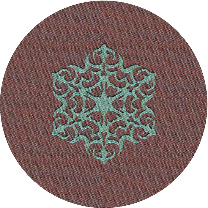 Square Patterned Red Brown Rug, pat2143lblu