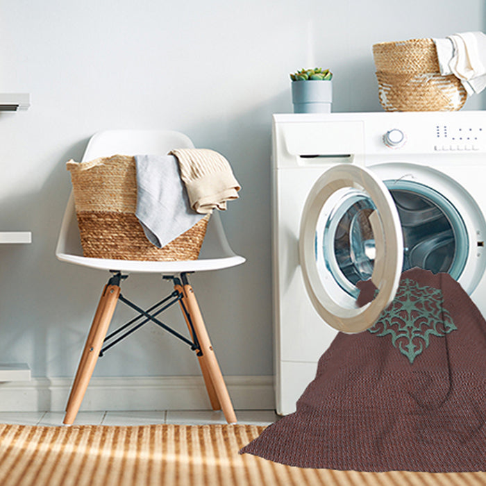 Machine Washable Transitional Red Brown Rug in a Washing Machine, wshpat2143lblu