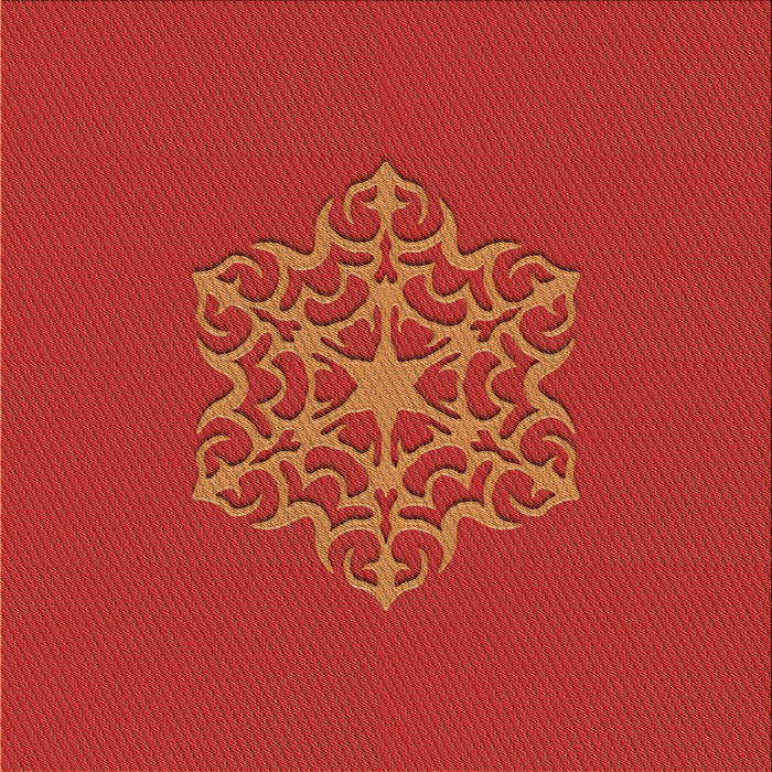 Round Patterned Scarlet Red Rug, pat2143org