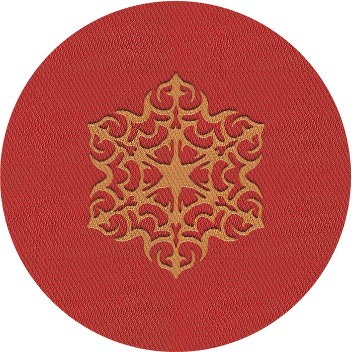 Square Patterned Scarlet Red Rug, pat2143org