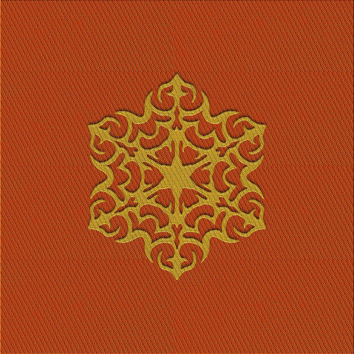Round Patterned Orange Red Orange Rug, pat2143yw