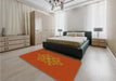 Patterned Orange Red Orange Rug in a Bedroom, pat2143yw