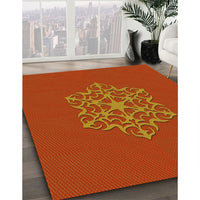 Patterned Orange Red Orange Rug, pat2143yw