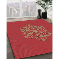 Patterned Orange Novelty Rug, pat2143