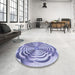 Round Patterned Slate Blue Rug in a Office, pat2144blu