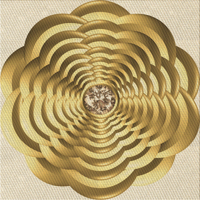 Round Patterned Dark Bisque Brown Rug, pat2144brn