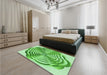 Patterned Jade Green Rug in a Bedroom, pat2144grn