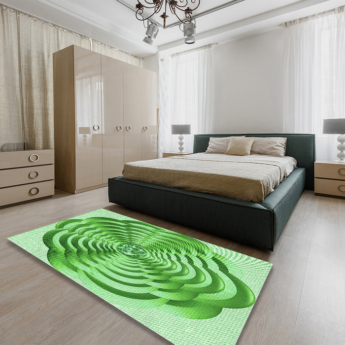 Patterned Jade Green Rug in a Bedroom, pat2144grn