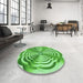 Round Patterned Jade Green Rug in a Office, pat2144grn