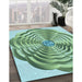 Machine Washable Transitional Cr Green Rug in a Family Room, wshpat2144lblu
