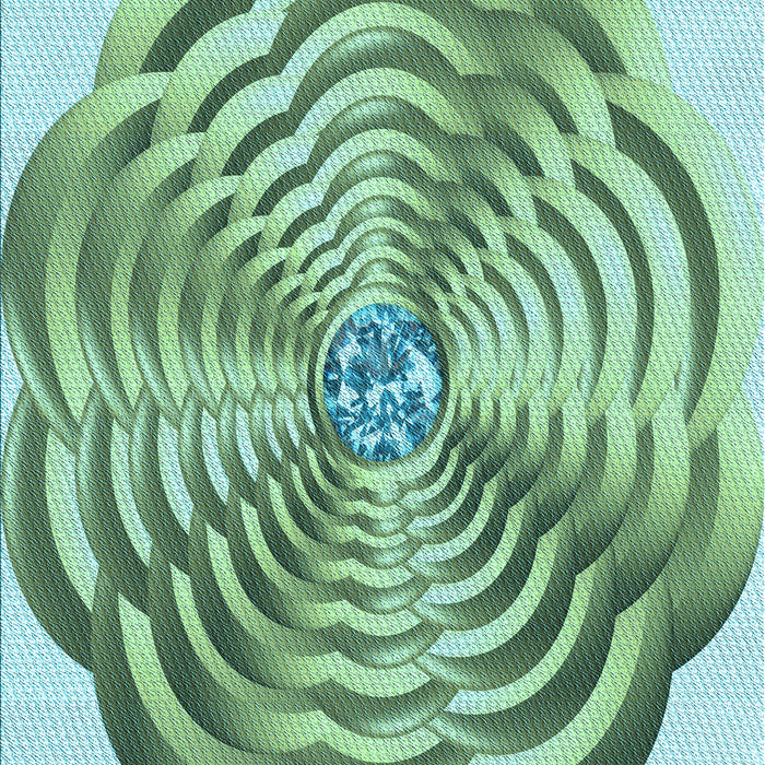 Patterned Clover Green Rug, pat2144lblu