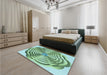 Patterned Clover Green Rug in a Bedroom, pat2144lblu