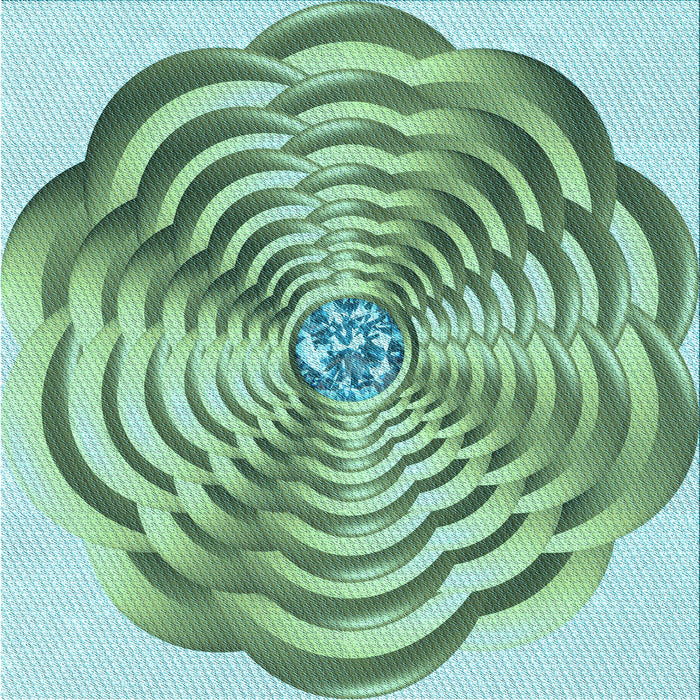 Round Patterned Clover Green Rug, pat2144lblu