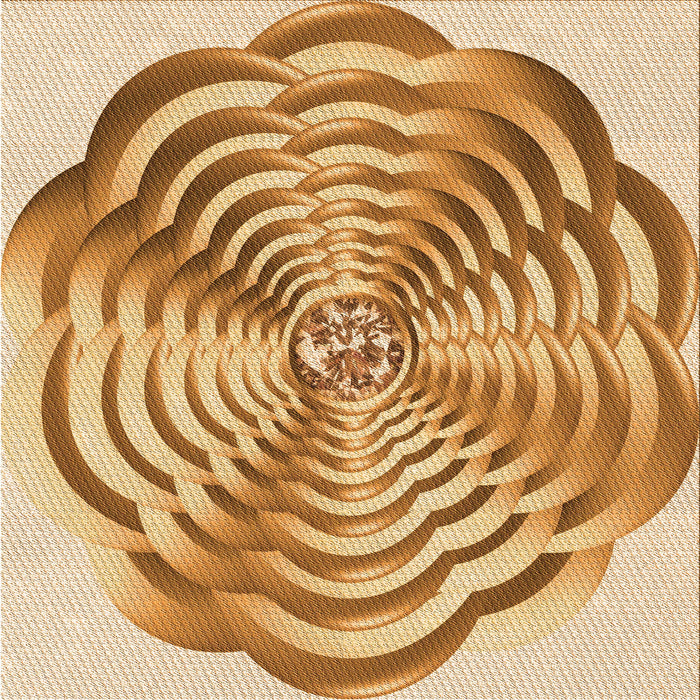 Round Patterned Yellow Rug, pat2144org