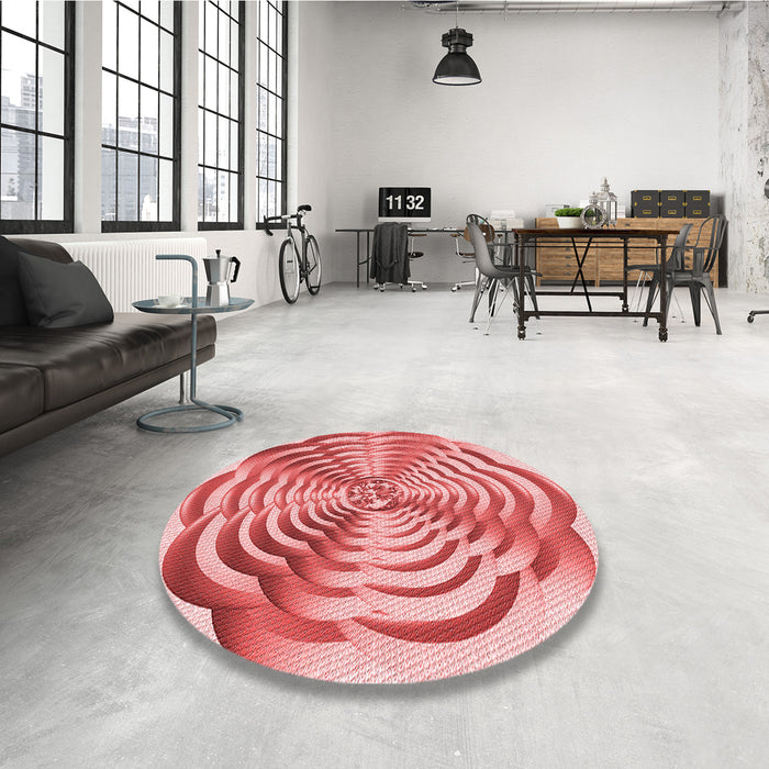 Round Patterned Pink Rug in a Office, pat2144rd