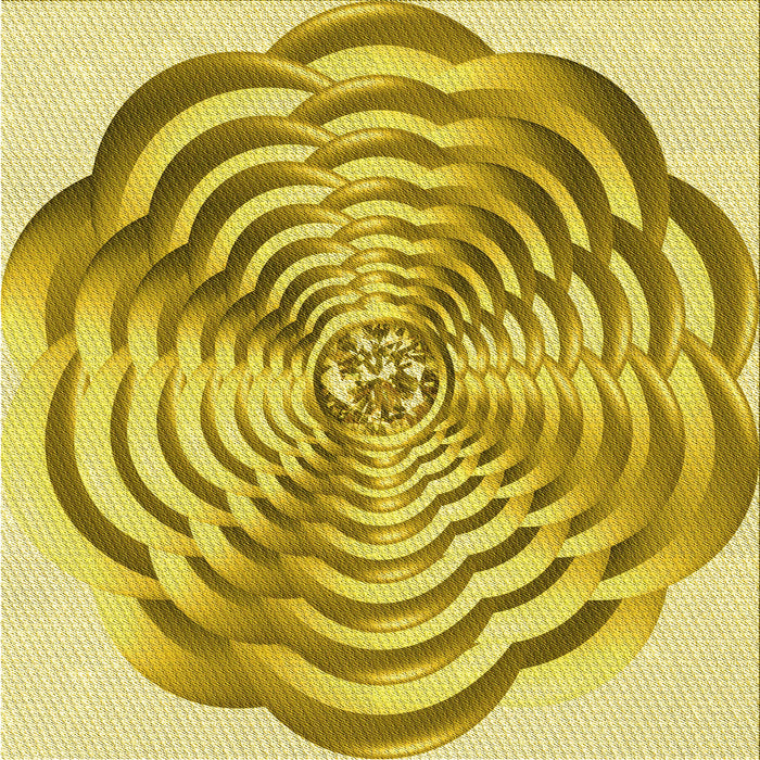 Round Patterned Bold Yellow Rug, pat2144yw