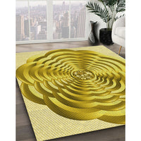 Patterned Bold Yellow Rug, pat2144yw