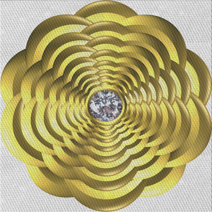 Sideview of Machine Washable Transitional Gold Rug, wshpat2144