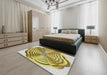 Patterned Harvest Gold Novelty Rug in a Bedroom, pat2144