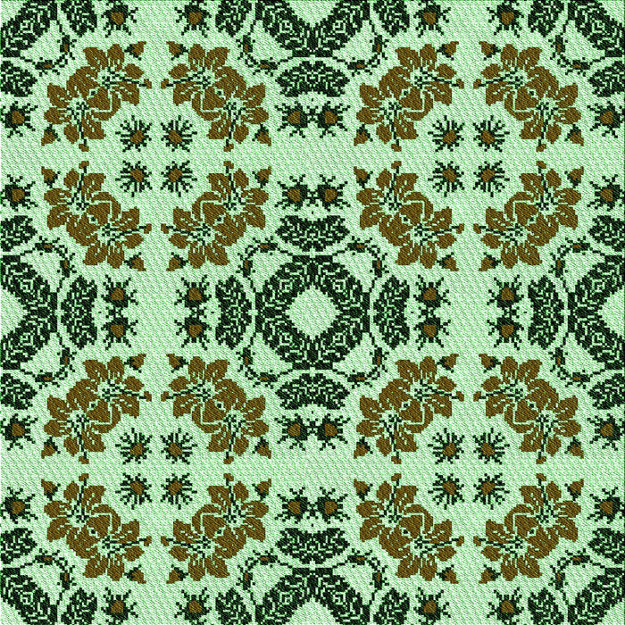 Round Machine Washable Transitional Army Green Rug, wshpat2145grn