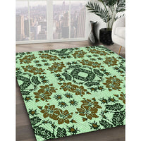 Patterned Army Green Rug, pat2145grn