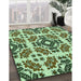 Patterned Army Green Rug in Family Room, pat2145grn