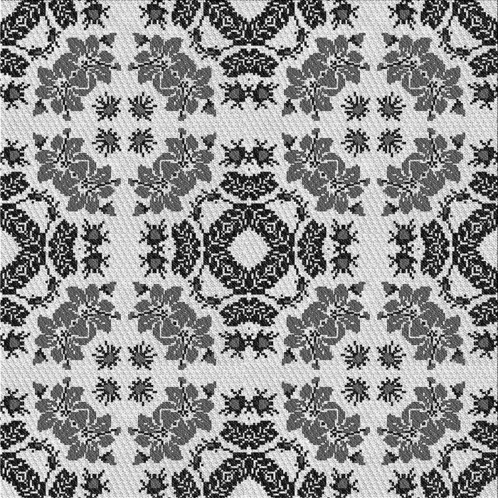 Round Patterned Black Rug, pat2145gry