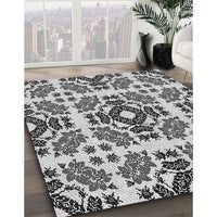 Patterned Black Rug, pat2145gry