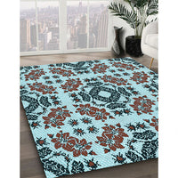 Patterned Black Rug, pat2145lblu