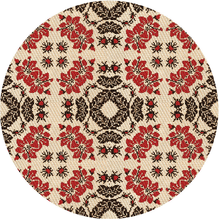 Square Patterned Tomato Red Rug, pat2145org
