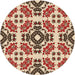 Square Patterned Tomato Red Rug, pat2145org