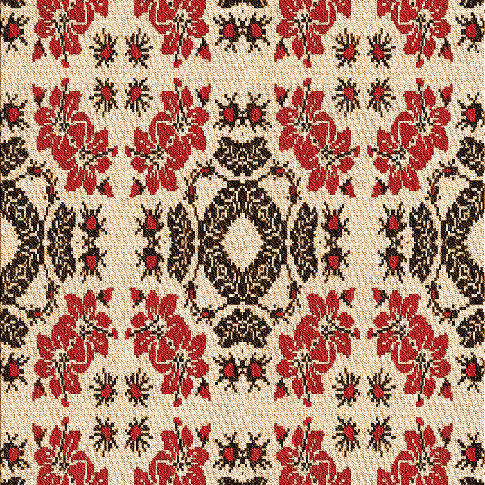Patterned Tomato Red Rug, pat2145org