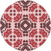 Square Patterned Deep Rose Pink Rug, pat2145rd