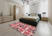 Patterned Deep Rose Pink Rug in a Bedroom, pat2145rd